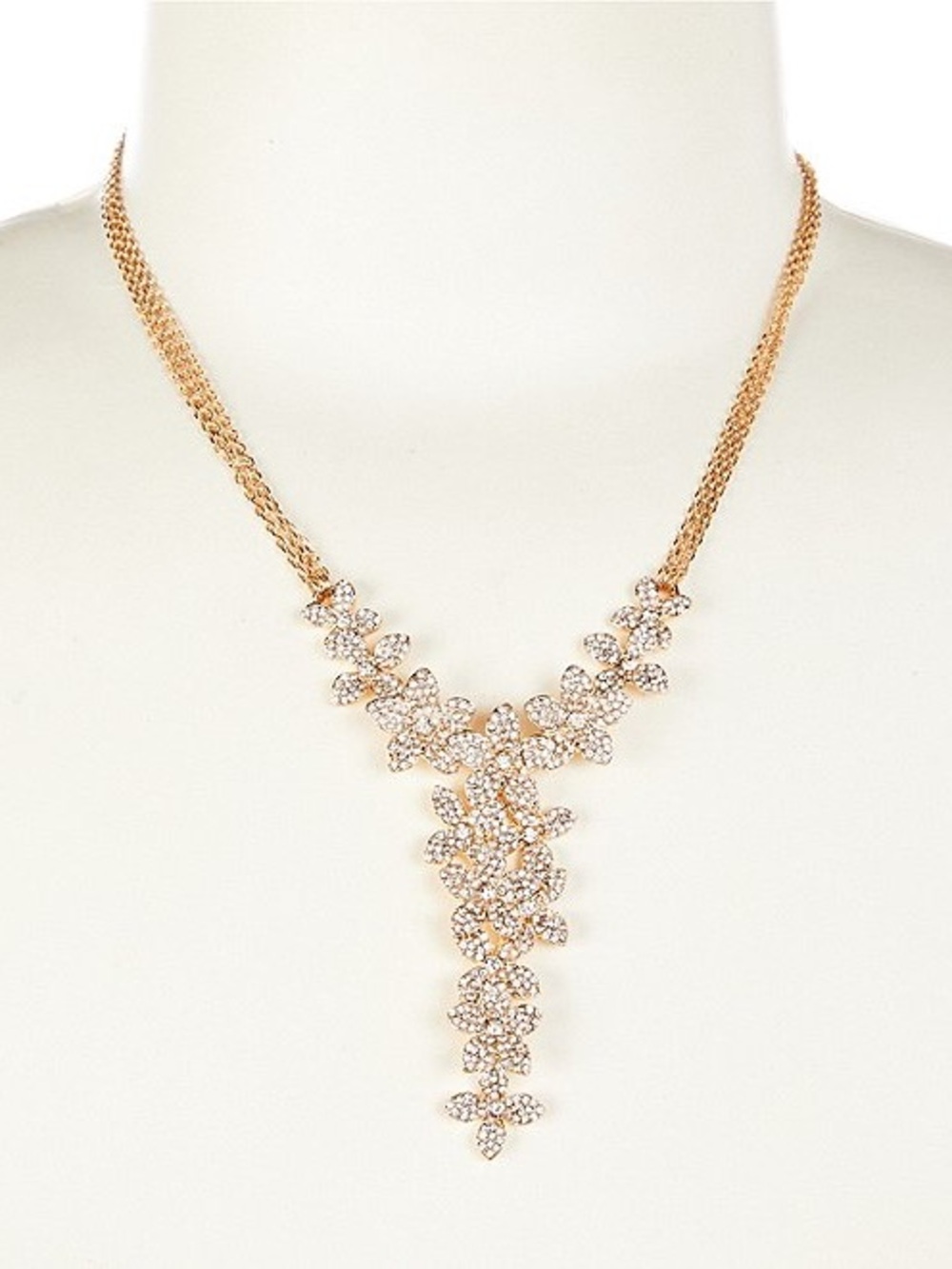 Cezanne Crystal Pave Multi Flower Y Necklace